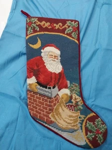 Nadelspitze Weihnachtsstrumpf Vintage Santa dunkle Haut Spielzeug Chiminey Dach Top - Bild 1 von 5
