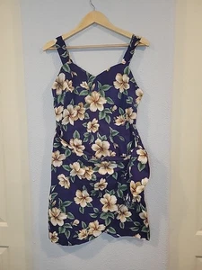 KY’s Fashion Wrap Sun Dress Size XL Hawaiian Straps Tie Tropical Hibiscus Floral - Picture 1 of 7