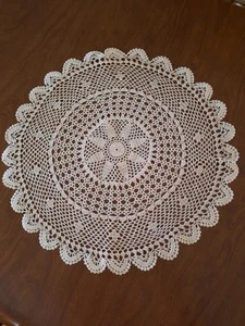 24” Round Cotton Crocheted Doily - Cream Color - Picture 1 of 1