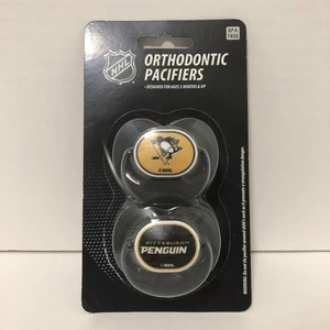 NHL Pittsburgh Penguins Orthodontic Pacifiers 2 Pack New NIB - Picture 1 of 3