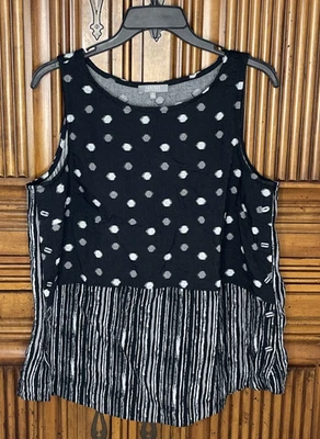 Habitat Womens Top Medium Black Polka Dots Decorative Button No Sleeve - Image 1 of 4