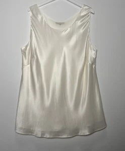 Sejour 24W 100% Silk Blouse Ivory Sleeveless Lined Liquid Silk Luxe Elegant - Picture 1 of 10