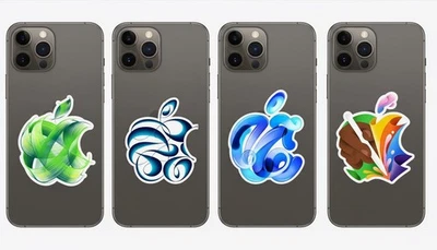 Set Of 4 Apple Logo Inspired Stickers. CUSTOM ART DESIGN  - Image 1 of 4