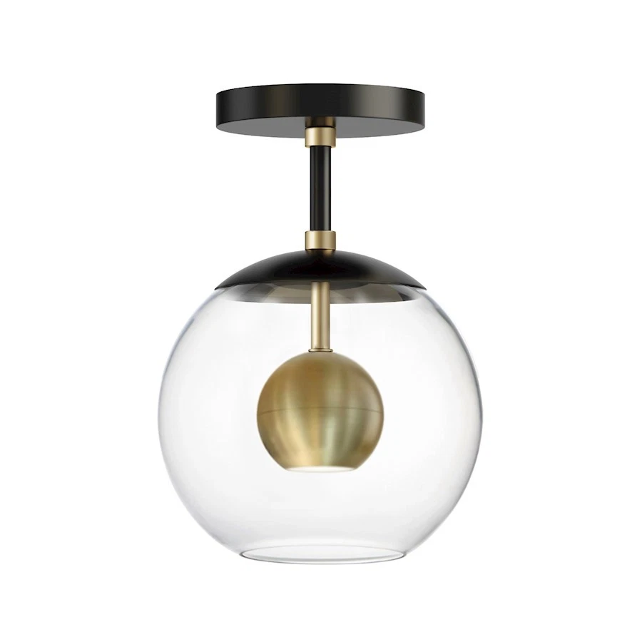 ET2 Lighting Nucleus 1-Light Flush Mount, Black/Aged Brass - E25150-BKNAB - Image 1 of 1