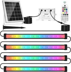 MEIKEE Solar RGBW LED Wall Washer Light 4 in 1, IP66 Waterproof Color Changin... - Picture 1 of 8