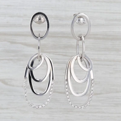 Pendientes colgantes Fope 0,26 ctw diamantes óvalos en capas gotas de oro blanco de 18 k Foto 1 de 4