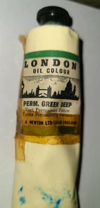 Vintage Winsor & Newton London Ölfarbe Künstlerfarbe Tube, Dauerwelle Grün Tief - Bild 1 von 12