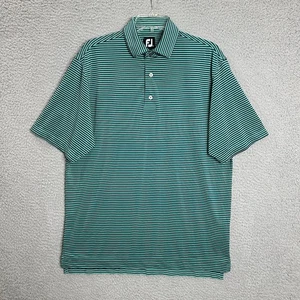 FootJoy FJ Golf Polo Shirt Men’s Size M Green Blue Striped Pablo Creek Active - Picture 1 of 11
