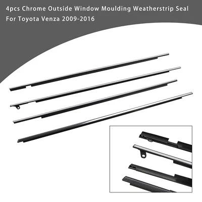 4pcs Chrome Outside Window Moulding Weatherstrip Seal Fit Toyota Venza 2009-16 Foto 1 de 4