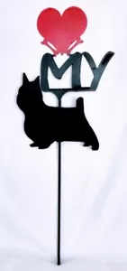 Cairn Terrier Liebe (Herz) Hof Schild Metall Silhouette Made in USA - Bild 1 von 1