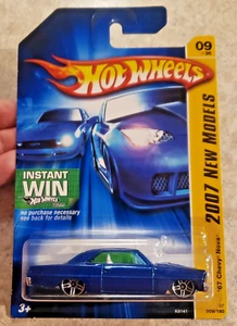 Chevy Nova Blue Hot Wheels 2007 nuevos modelos serie #09 '66 con placa Nova A '67 - Imagen 1 de 4