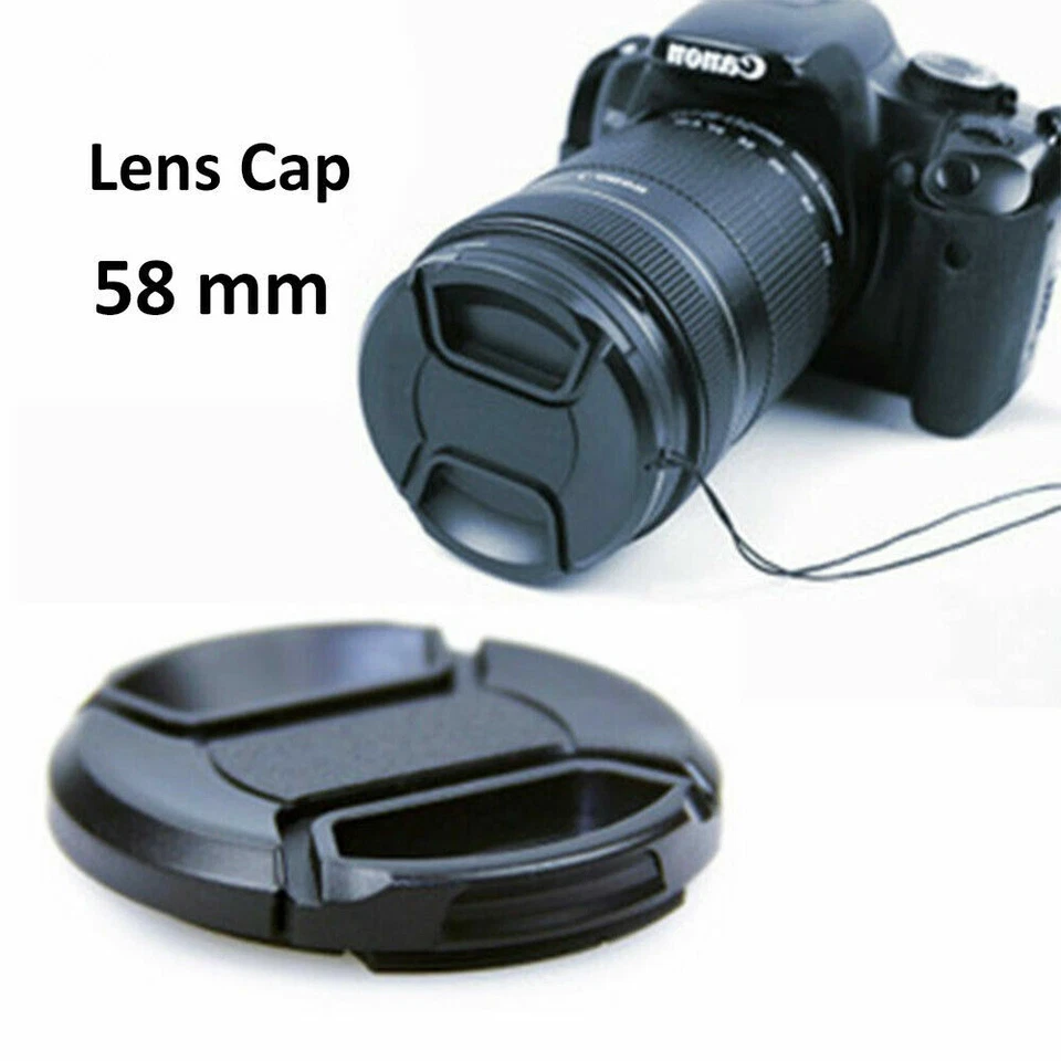 New 58mm Plastic Snap-On Front Lens Cap Cover for Canon Nikon SLR DSLR Camera - Image 1 of 4