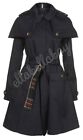TOPSHOP Premium Navy Riding Style Tartan Belted Fit Flare Trench Cape Coat 10-12