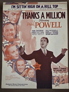 1935 Vintage Sheet Music-THANKS A MILLION-Starring Dick Powell-Ann Dvorak-Allen - Picture 1 of 6