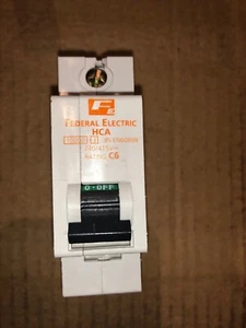 FEDERAL ELECTRIC MCB 6 AMP TYP C 6A EINPOLIG C6 STABLOK HCA  - Bild 1 von 2