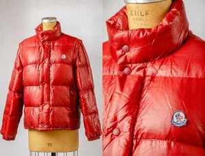 Chaqueta acolchada de invierno vintage Moncler Puffer plumón de ganso rojo - Imagen 1 de 8