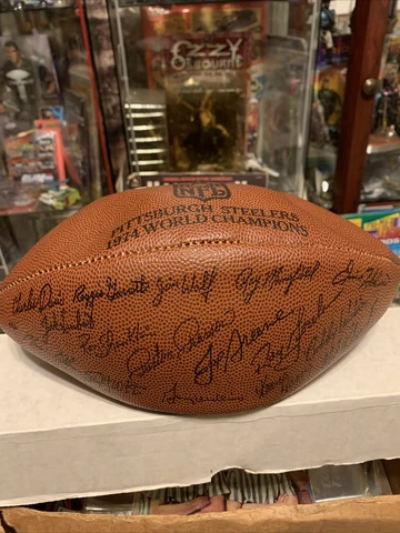 1974 pittsburgh steelers championship football Facsimile Team Autographed Ball Cover