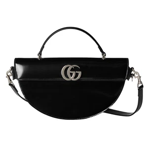 GUCCI Half-Moon Small Black Leather Top Handle Bag New And Authentic - Picture 1 of 6