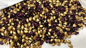 24pc Swarovski 4120/2 6x4mm Oval Amethyst Gold Foiled Rhinestones - Bild 1 von 3