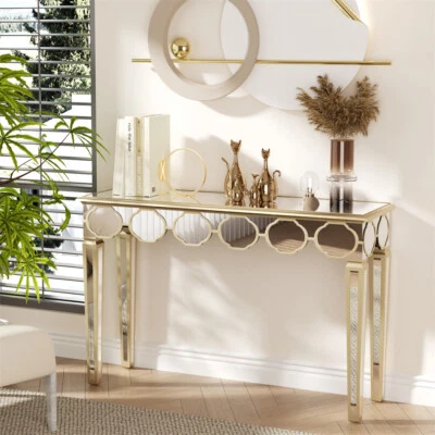 Luxus Konsolentisch verspiegelt Gold Flurtisch Eingangstisch Modern Sofatisch - Bild 1 von 4