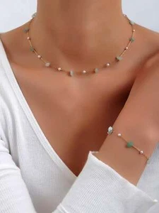 Faux Pearl Decor Necklace & Bracelet Jewelry Set Jewelry Gift for Women - Picture 1 of 3