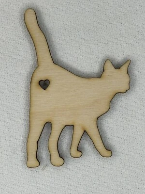 Custom Laser Cut Unfinished Cat Butt Kitten Shape Wood Craft Cutout - Image 1 of 2