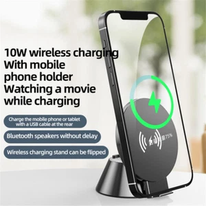 Bluetooth Speaker Wireless Charger for Samsung iPhone 16 15 14 13 Pro Max 11 XS - Picture 1 of 17