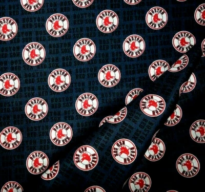 Boston Red Sox MLB Sports Mini Print Fabric WIDE FQ (18" x 28") 100% Cotton New  - Image 1 of 4