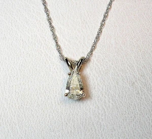 0,40 ct Birne natürlicher Diamant F/SI-2 Anhänger mit Kette Weißgold war 1.495 $ Video - Bild 1 von 10