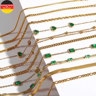 Damen Armkette Armkettchen Armband Mode Schmuck Edelstahl Gold Zirkonia Steine - Bild 1 von 4