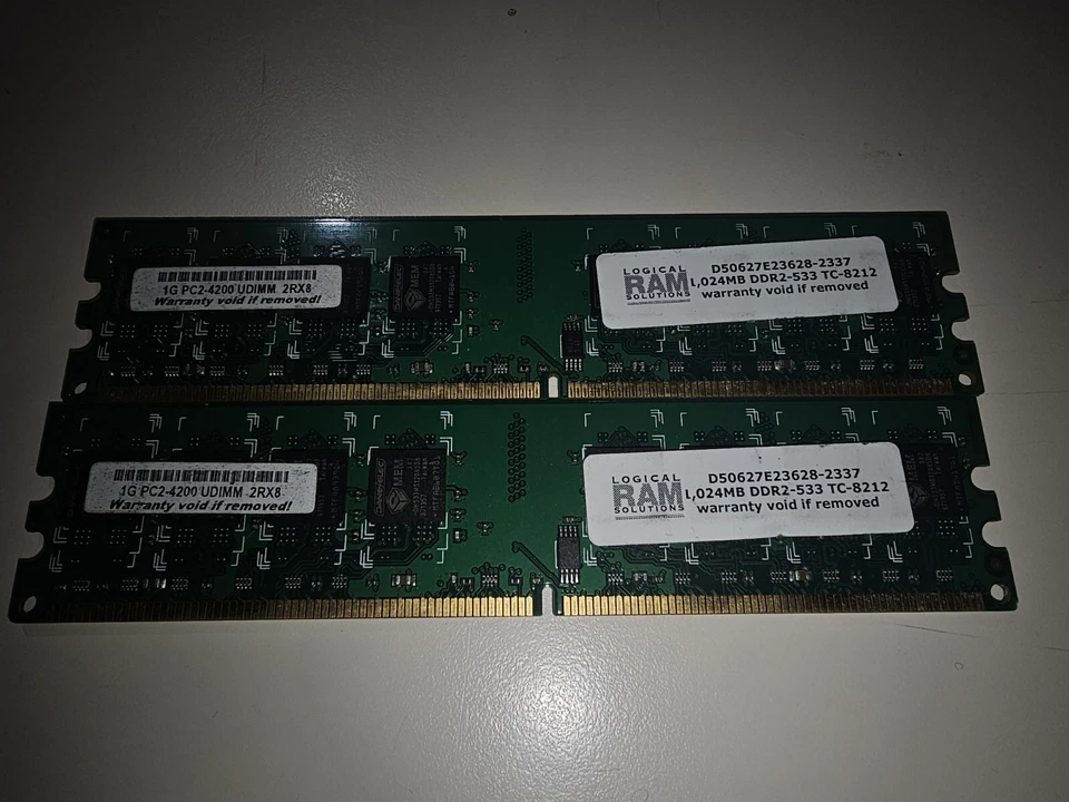 2 x 1 GB RAM Memory - DDR2-533 - PC2-4200 UDIMM 2RX8 - 240 pin - Image 1 of 1