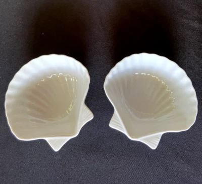 BELGIUM by TableTops Unlimited seashell clam shaped (2) dipping bowls 4 1/2" - Image 1 of 4
