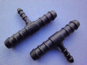 2x T Hose Connector RGV 8mm 8mm 4mm T Piece Black 718B - Picture 1 of 5