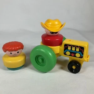 1990 Fisher Price Farm Tractor Little People Farmer & Girl NO CART - Picture 1 of 6
