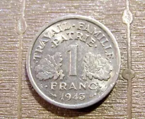 France 1943 1 Franc Coin - Picture 1 of 6