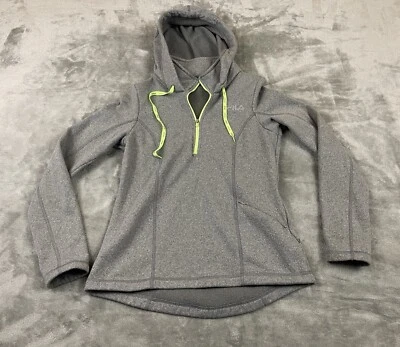 FILA SPORT Womens 1/2 Zip Hoodie Small Gray Green Drawstring Zip Pocket Logo - Image 1 of 4