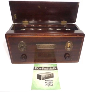 vIntage RCA RADIOLA 16 ALLE 6 RÖHREN - ORIGINAL BOOKELT & ZIGTAIL - gute Abstimmung - Bild 1 von 7