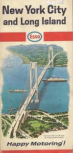 1966 ESSO HUMBLE Verrazano Bridge Road Map NEW YORK CITY LONG ISLAND Manhattan - Picture 1 of 1