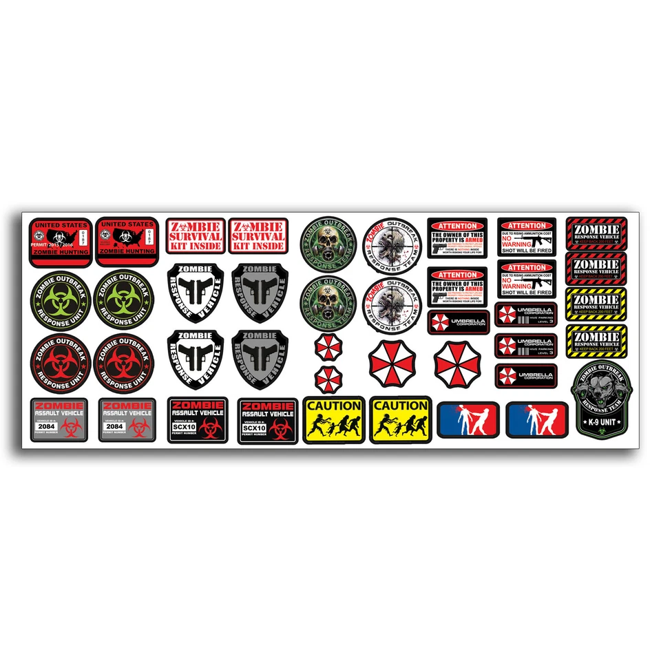 R/C Scale ZOMBIE RC Car Decal Graphic Stickers SHEET 1/10 Truck Crawler Body OEM - Image 1 of 1