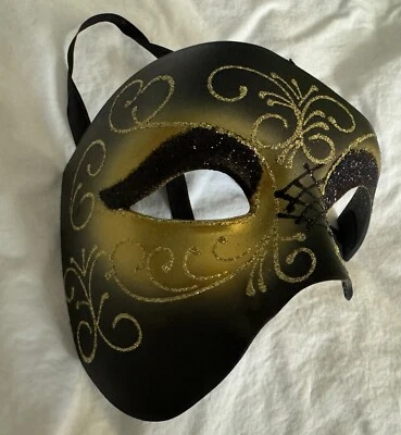 Masquerade Mask for Men Venetian Mask Black and Gold - Image 1 of 4