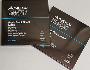 Avon Anew Pollution Protect Fresh Black Sheet Mask - Pack of 3 X2 (6 In Total) - Picture 1 of 2