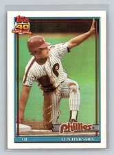 1991 Topps #345 Len Dykstra Philadelphia Phillies Baseball Card