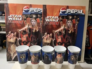 2 pantallas de tarro Death Maul PEPSI STAR WARS THE PHANTOM AMENACE más 5 tazas NUEVAS! - Imagen 1 de 5