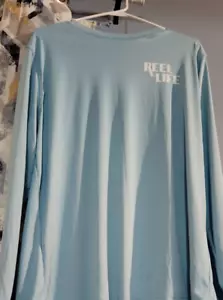 Mens Reel Life Long Sleeve Fishing Shirt Pullove Lt Blue Size L - Picture 1 of 4