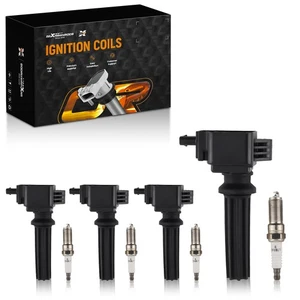 4X Ignition Coils + 4X Spark Plugs For Jaguar Land Rover Lincoln Ford 2.0L L4 - Picture 1 of 20