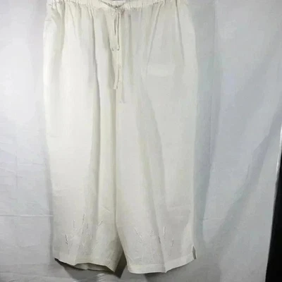 Pantalón Profesional Mujer 100% Lino Blanco Armario Grapa Talla 2X Foto 1 de 4
