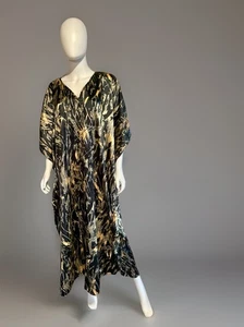 Vintage Chic Caftan Mumu Maxi One Size Boho Abstract Cover Up Dress Retro - Picture 1 of 6