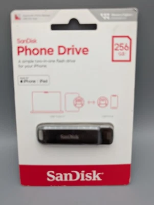 SanDisk Phone Drive 256GB Two In One Flash Drive For iPhone Or iPad New Sealed - Image 1 of 4