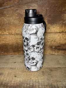 Hydrapeak 32 Oz Trinkflasche Totenköpfe und Blumen Top Zustand - Bild 1 von 13