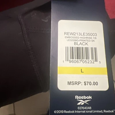 Reebok Women's Black Solid Nwt Athleisure Pants Small Highrise 7/8 - Image 1 of 4